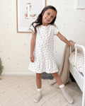 Toddler Short Sleeves Sleeves Crew Neck Floral Print Spring Dress