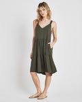 V-neck Above the Knee Tiered Pocketed Dress