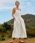 Linen Spring Striped Print Flowy Pocketed Dress by Splendid Clothing