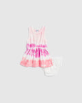 Girls Infant Striped Tie Dye Print Drawstring Summer Tank Beach Dress
