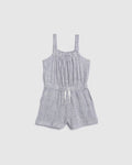 Toddler Spaghetti Strap Striped Print Drawstring Pocketed Romper