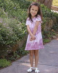 Toddler Crew Neck Cutout Tie Dye Print Dress With Ruffles