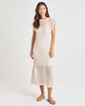 Scoop Neck Mesh Sheer Slit Cotton Dolman Short Sleeves Sleeves Cover Up/Slip Dress/Midi Dress