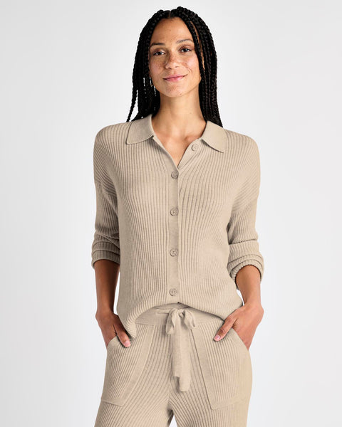 Pointelle knit buttoned sweater vest, Contemporaine