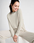 Raglan Sleeves Ribbed Slit Mock Neck Cashmere Tunic