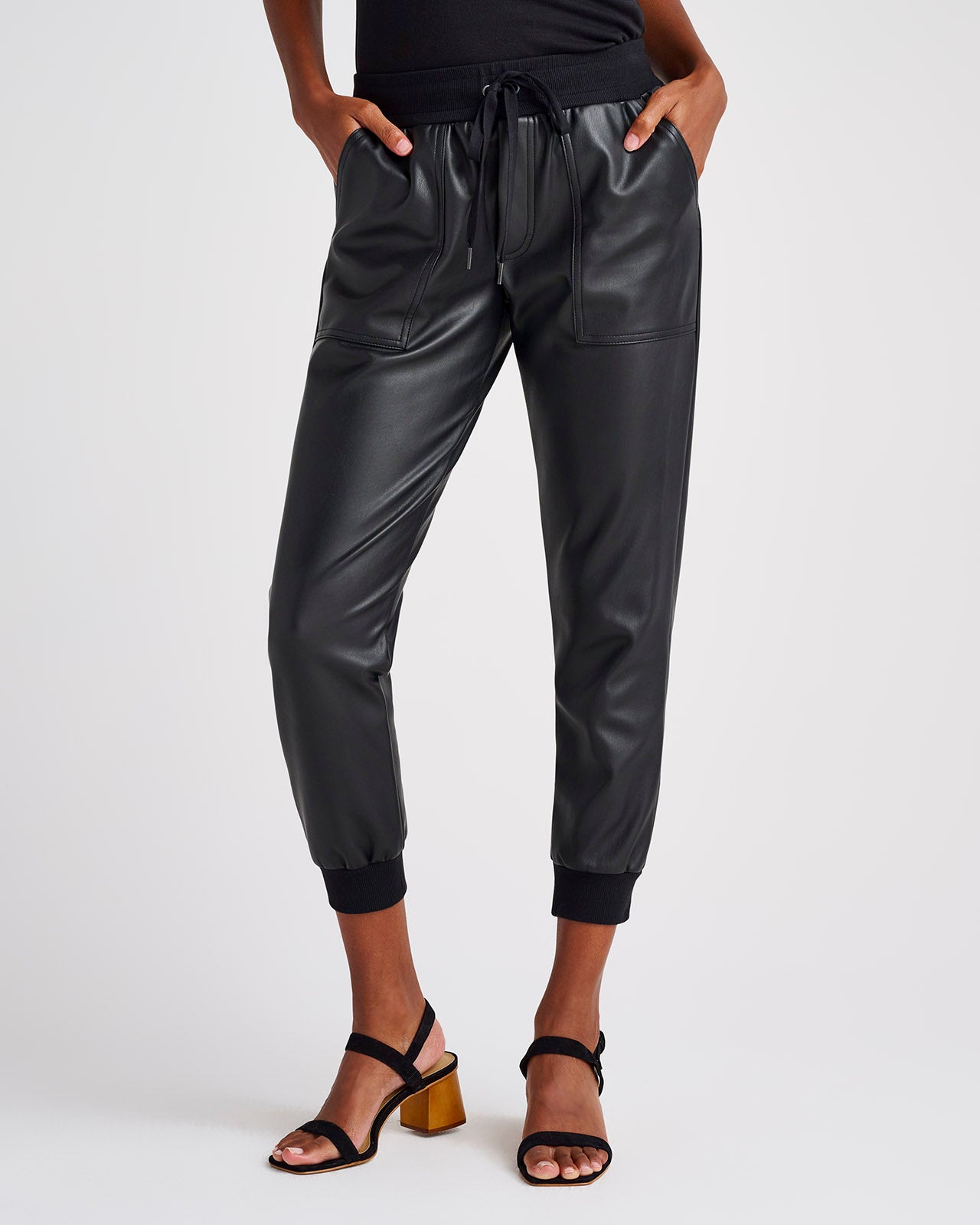 Black Faux Leather Joggers Pants XS, S, M,L