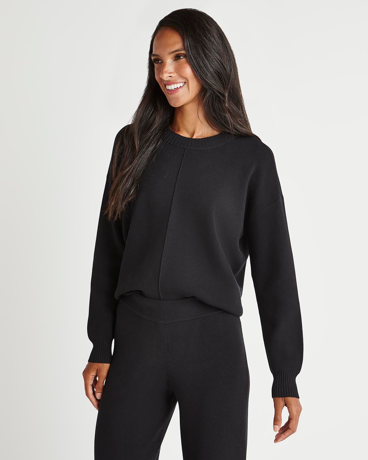 splendid x cella jane solid front seam sweater