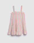 Girls Striped Print Tiered Maxi Dress