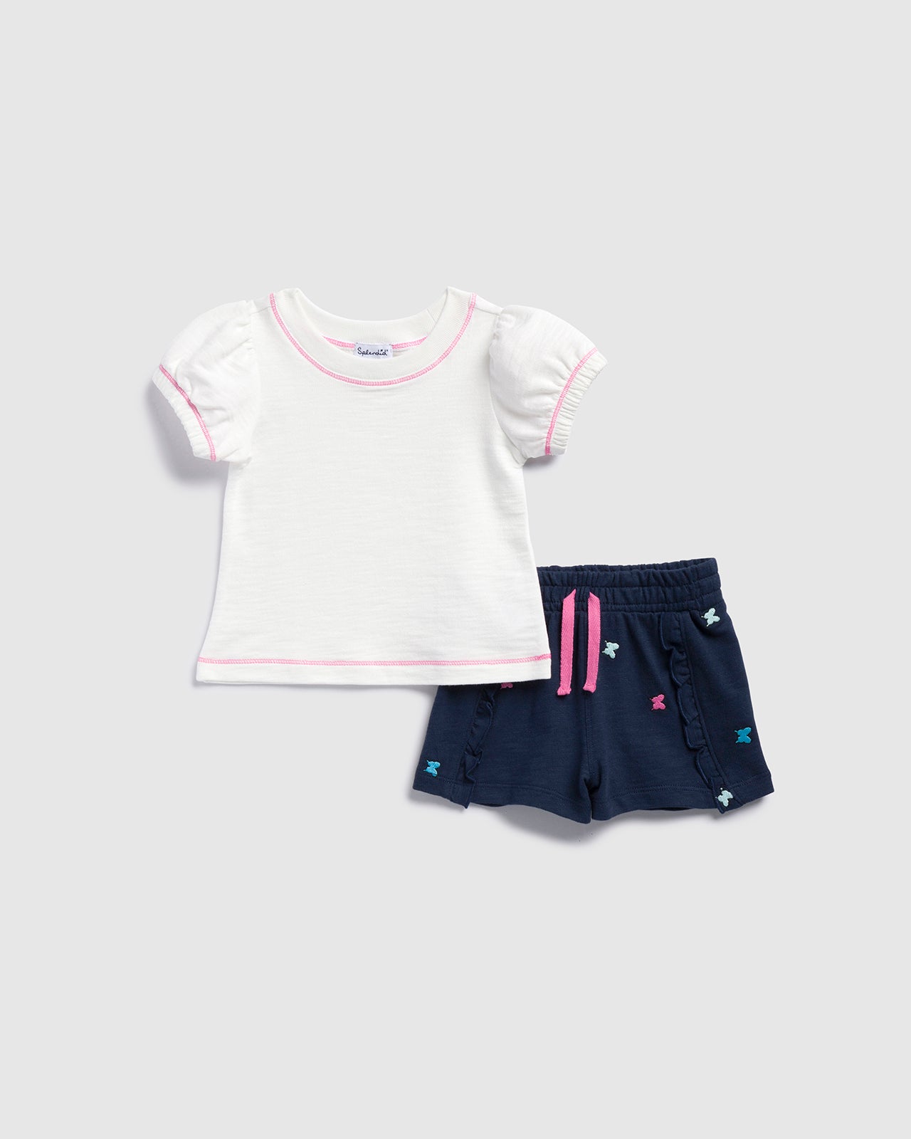 infant girl rainbow butterfly short set