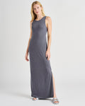 Sleeveless Slit Stretchy Open-Back Maxi Dress