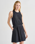 A-line Elasticized Waistline Short Knit Button Closure Pocketed Dress