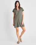 A-line Short Sleeves Sleeves Collared Above the Knee Pocketed Spring Loose Fit