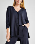 V-neck Button Front Button Closure Viscose Tunic