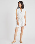 Collared Belted Pocketed Button Front Tie Waist Waistline Romper