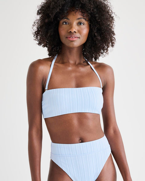 MY BIKINI STORY RIB Short Tankini Top - Icy blue