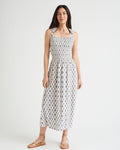 Geometric Print Summer Viscose Smocked Flowy Midi Dress