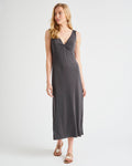 V-neck Ankle Length Jersey Slit Plunging Neck Dress by Splendid Clothing