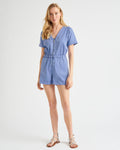 Front Zipper Pocketed Elasticized Waistline Romper