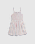 Girls Sleeveless Summer Striped Print Ruched Dress