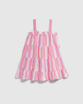 Girls Tiered Sleeveless Striped Print Dress