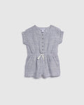 Girls Infant Short Sleeves Sleeves Pocketed Snap Closure Striped Print Elasticized Waistline Romper