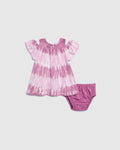 Girls Infant Tie Dye Print Cutout Crew Neck Dress With Ruffles