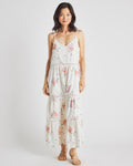 V-neck Spaghetti Strap Flowy Tiered Cotton Spring Floral Print Dress