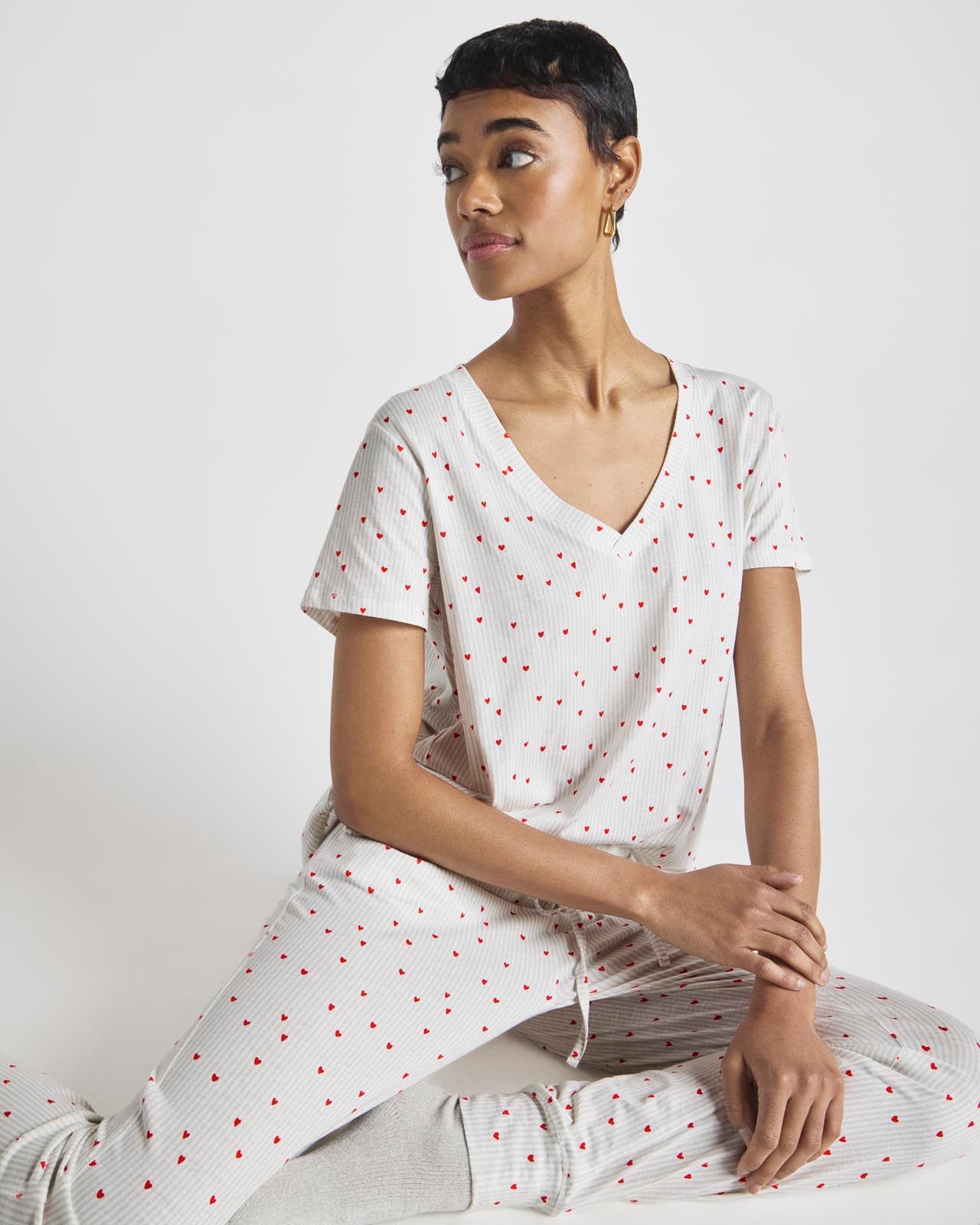 Women's Cotton Pajamas Set Soft Pjs Long Sleeve Button Down High-waist  Sleepwear 