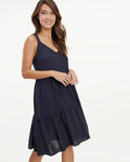V-neck Pocketed Tiered Above the Knee Dress