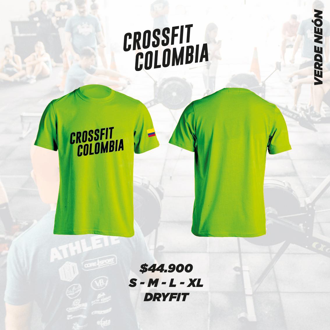 Camiseta Dry Fit - Crossfit Colombia Verde Neon Slim fit – TiendaCrossfity
