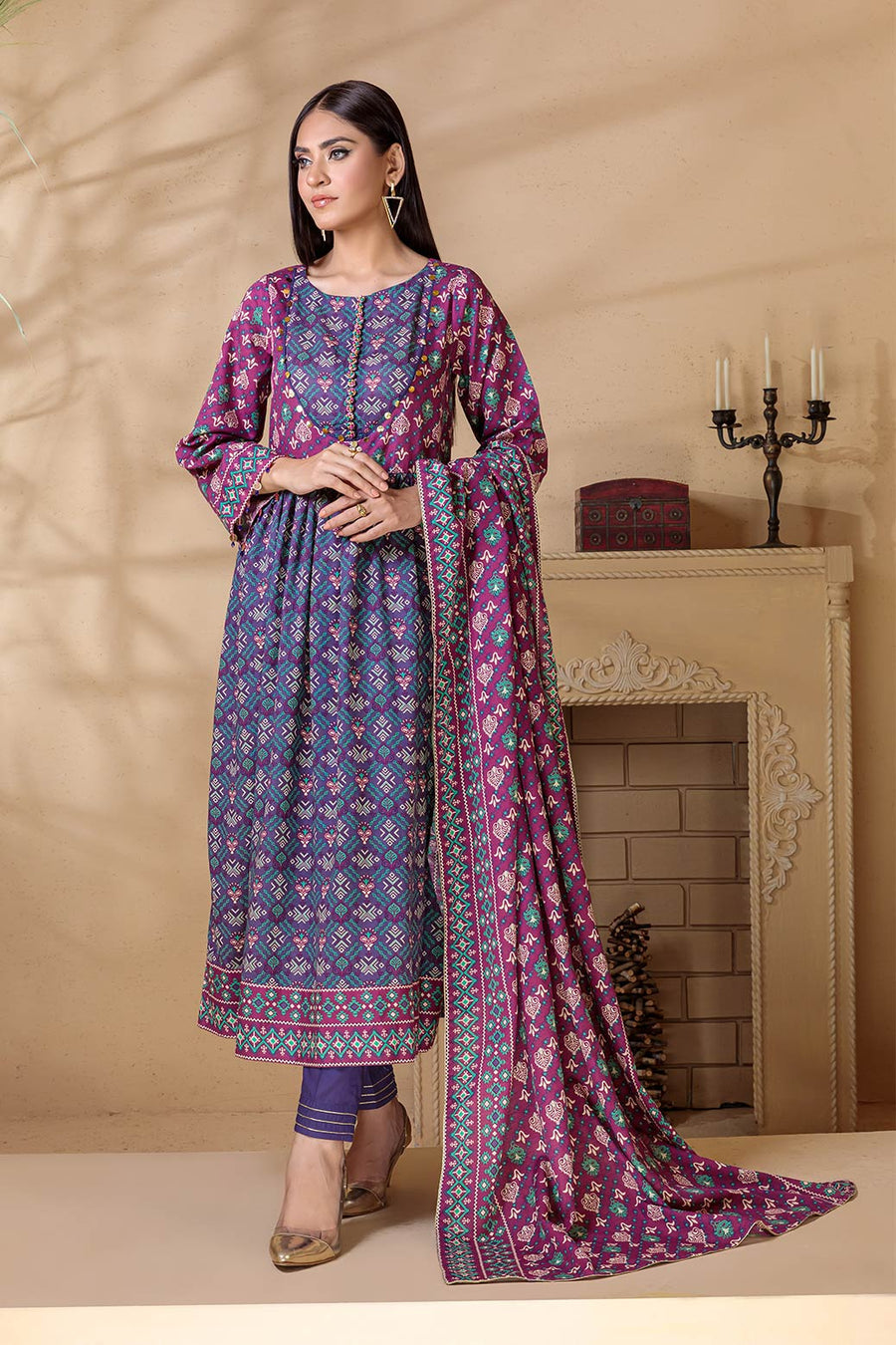 Bonanza Satrangi Purple Khaddar Suit (SWO223P01B) Winter Collection 20 ...