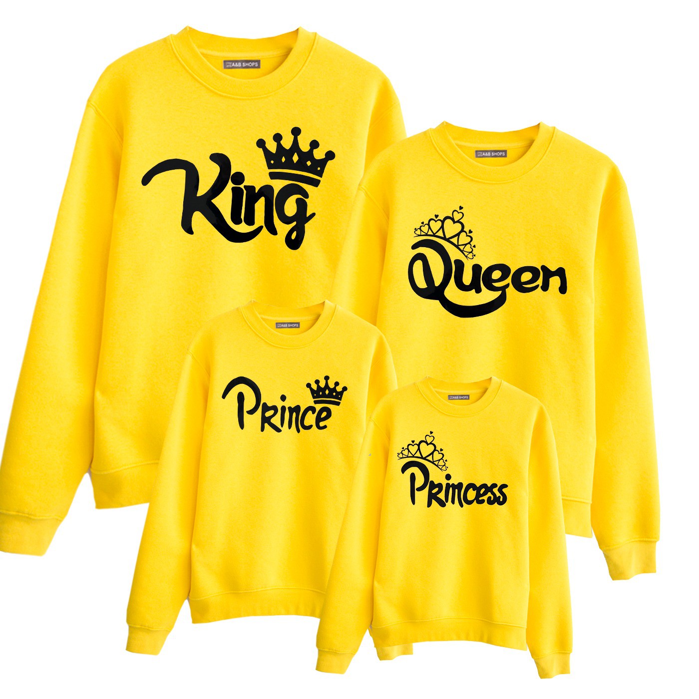 Sudadera Corona King-Queen-Prince-Princess para toda la familia igual mami, papi, niño y niña, un original
