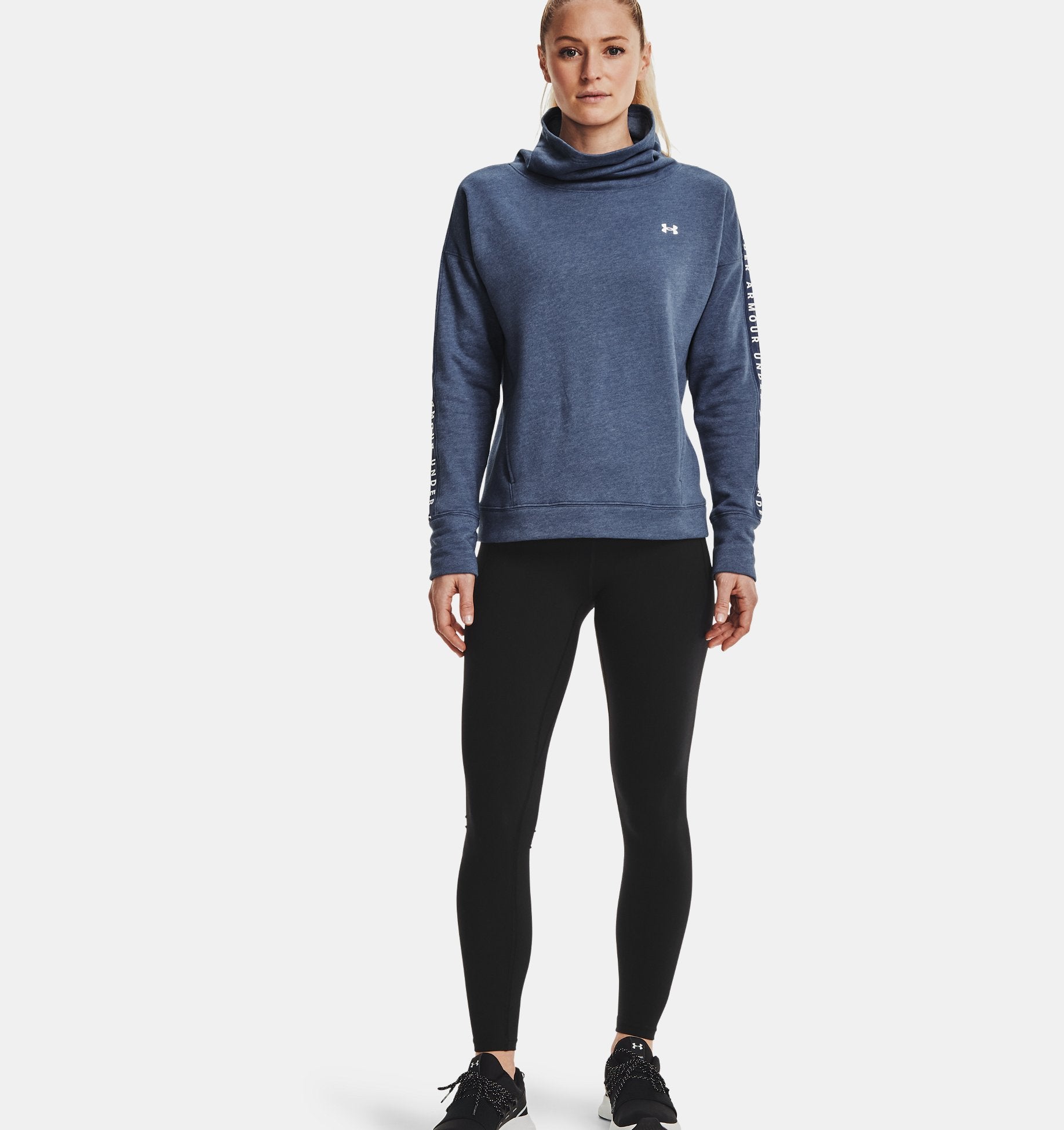 women's ua taped fleece funnel neck