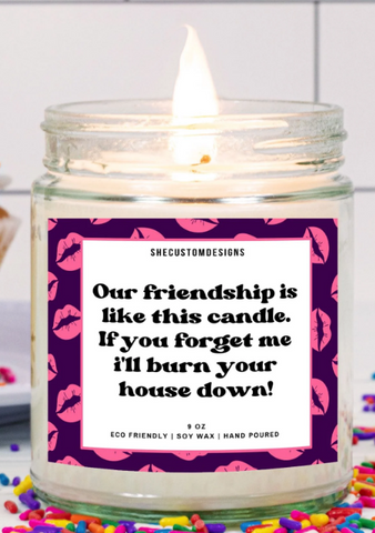 Our Friendship Is Like This Candle. If You Forget Me I'll Burn Your House Down Candle