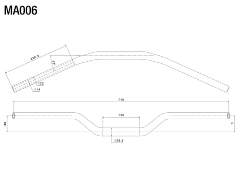 Rizoma universal handlebar variable section low bend