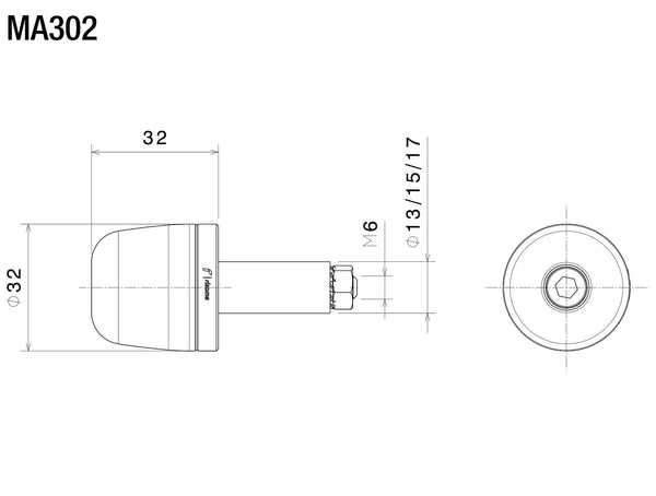 terminali manubrio rizoma ma302 disegno tecnico