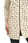 Lange Zamback-Jacke aus echtem Leder mit quadratischem Muster