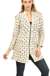 Zamback Square Patterned Genuine Leather Long Jacket