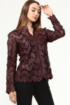 Zamback Genuine Leather Women's Leaf Patterned Jacket