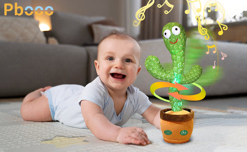 Pbooo Dancing Cactus Mimicking Toy,Talking Repeat Singing Sunny Cactus Toy  120 Pcs Songs for Baby 15S Record Your Sound Sing+Dancing+Recording+LED