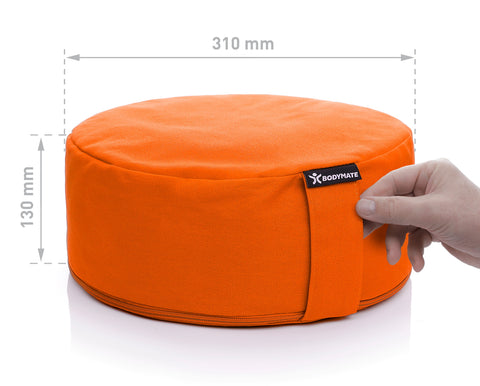 BODYMATE-Yogakissen-yoga-cushion-Sitzkissen-Meditationskissen-orange-richtige-groeße