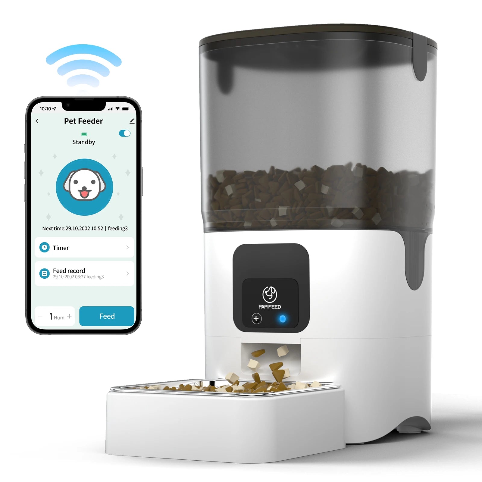 Smart Automatic Cat Feeders WiFi Pet Feeder with APP Control for Remote Feeding Detachable for Easy Clean Cat Food