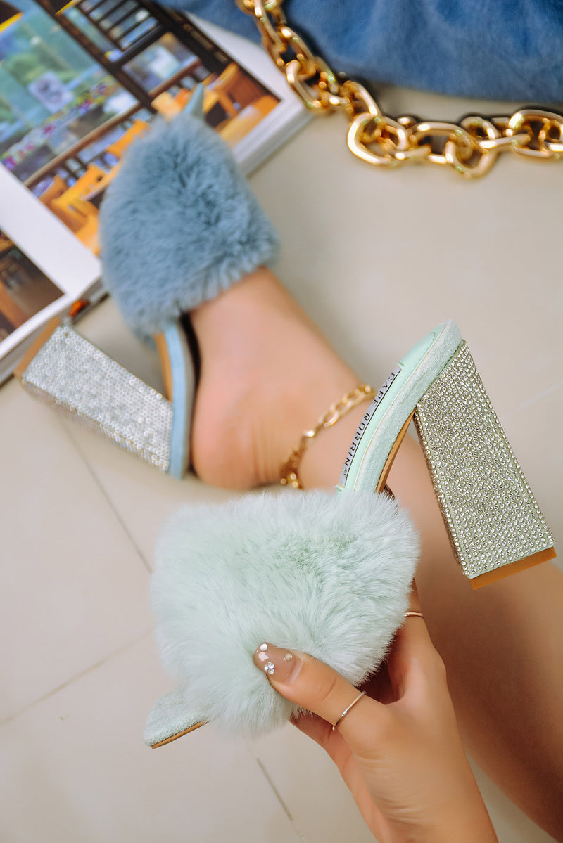 Stiletto High Heel Sandals With Fluffy Fur - TGC Boutique