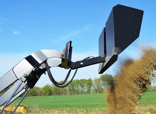 Loflin Fabrication | Front Dump Bucket | 36" - 50" Width | 2"x6" Cylinder | Hydraulic Flow 14-43 GPM | Horsepower 18-35 HP | For Mini Skid Steer & Compact Tractor