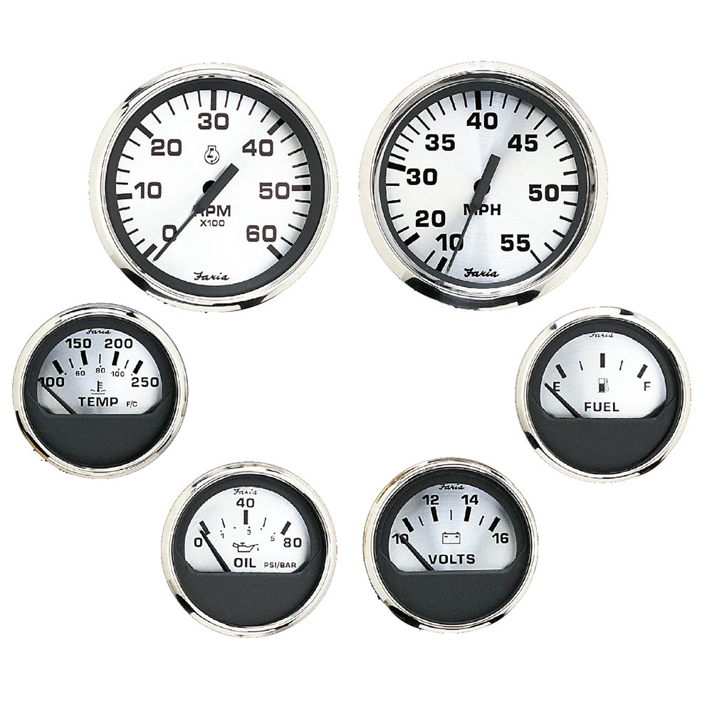 Faria Chesapeake White SS 4 Speedometer wLCD Heading Display 60MPH