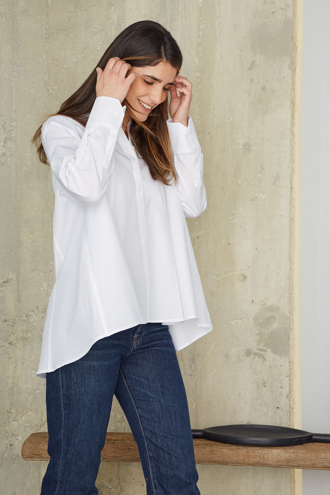 Oversized Cotton Shirt with Fine Details