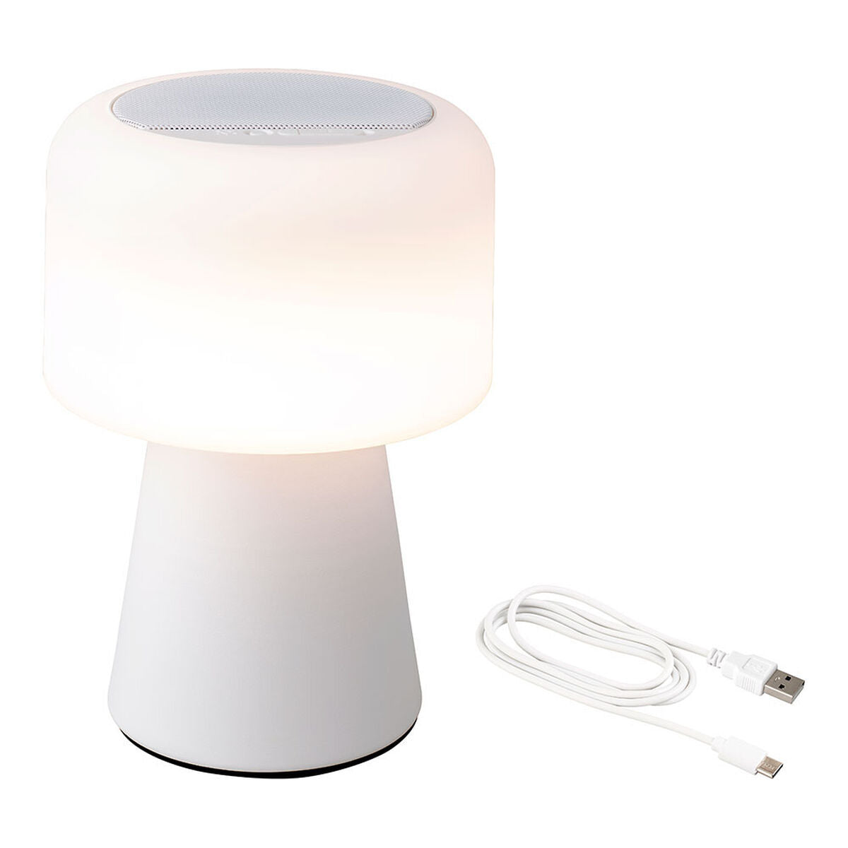 Billede af LED-lampe med Bluetooth-højttaler og trådløs oplader Lumineo 894417 Hvid 22,5 cm Genopladelig