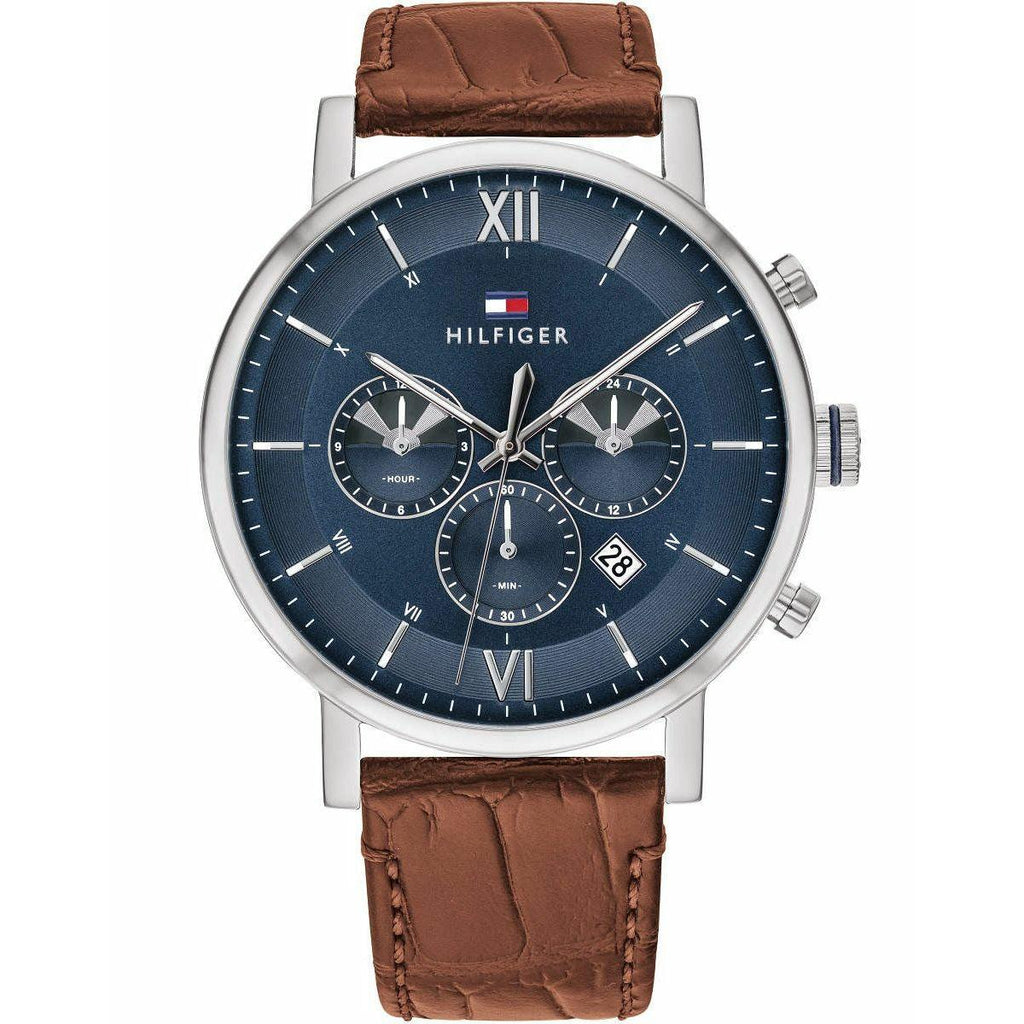 tommy hilfiger mens leather watch