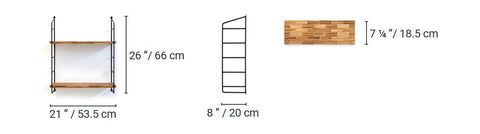 Frame: Width 53.5cm, Height 66cm, Depth 20cm / Shelf: 18.5cm