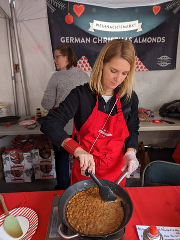 Making roasted almonds at AIS Christmas Market